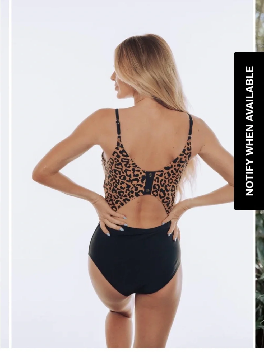 Leopard Print & Black One-Piece Swimsuit - Picture 5 of 7